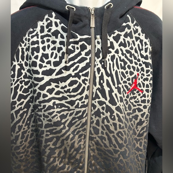RETRO 90’s RARE AIR JORDAN ZIPPERED ELEPHANT PRINT SWEATSHIRT WITH POCKETS SZ LG - Picture 4 of 15